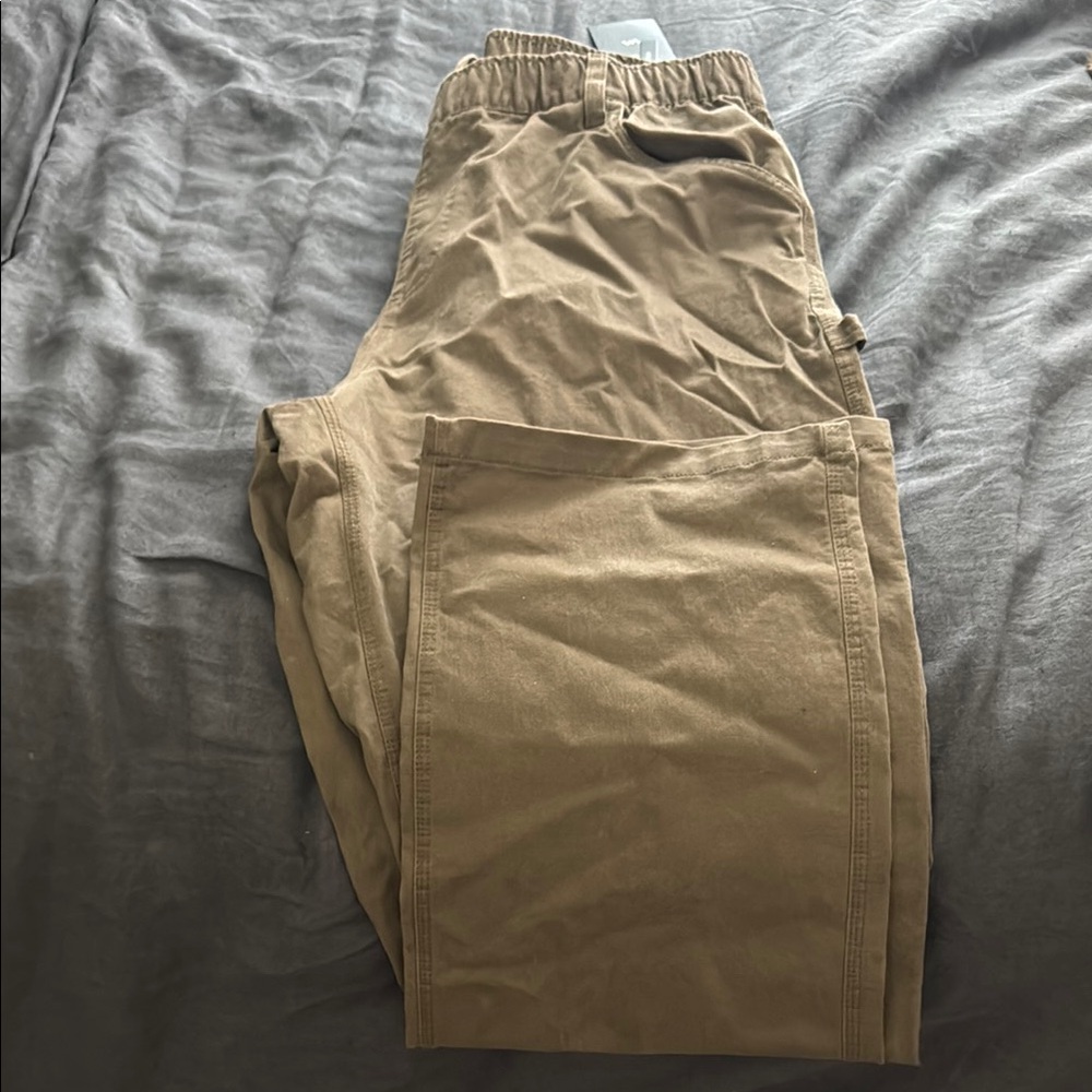 RVCA Tan Cargo Pants with Elastic Waistband